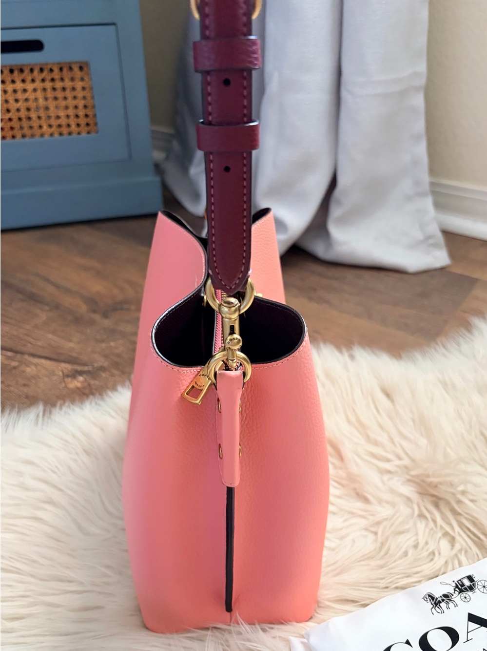 Coach Willow Bucket Bag Candy Pink Multi Brass Hardware Like New - Picture 9 of 17